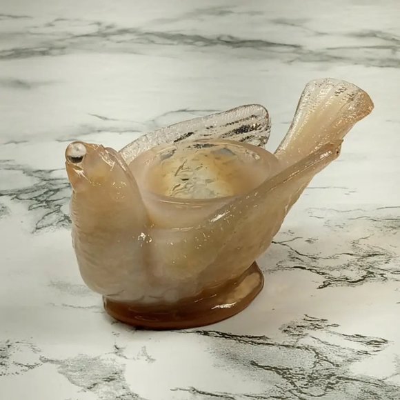 Degenhart Glass Bird & Berry Trinket Paperweight Open Salt Vtg - Picture 4 of 10